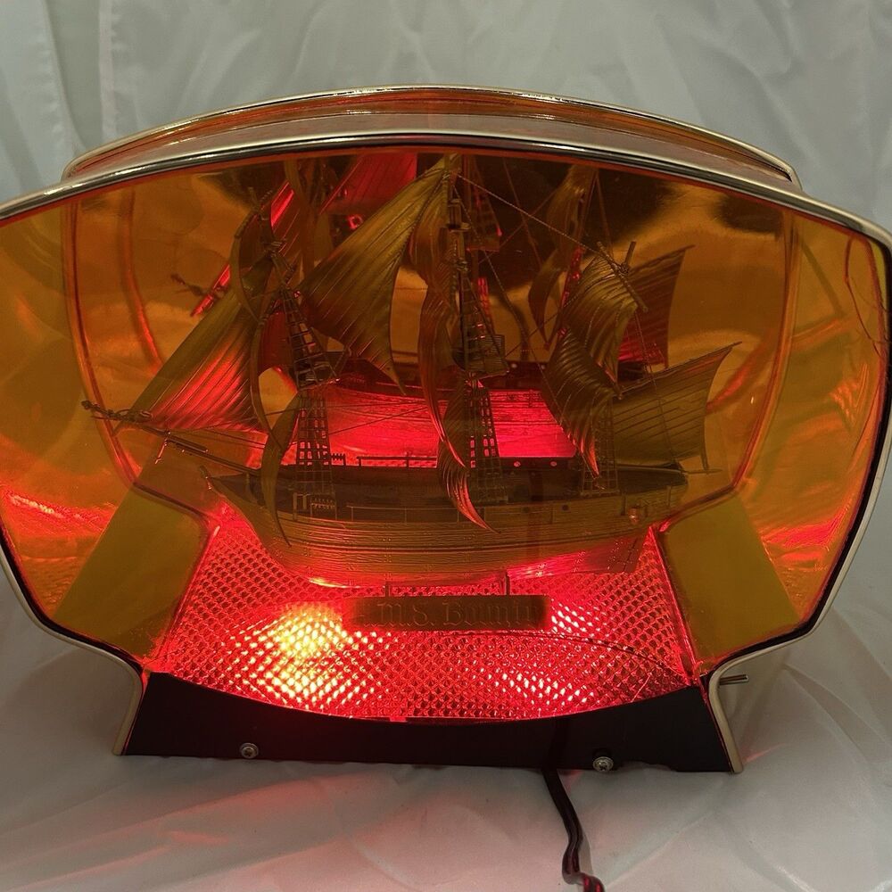VTG H.M.S. Bounty Lighted Ship Lamp Nautical Sailing Ship Night Light Decor